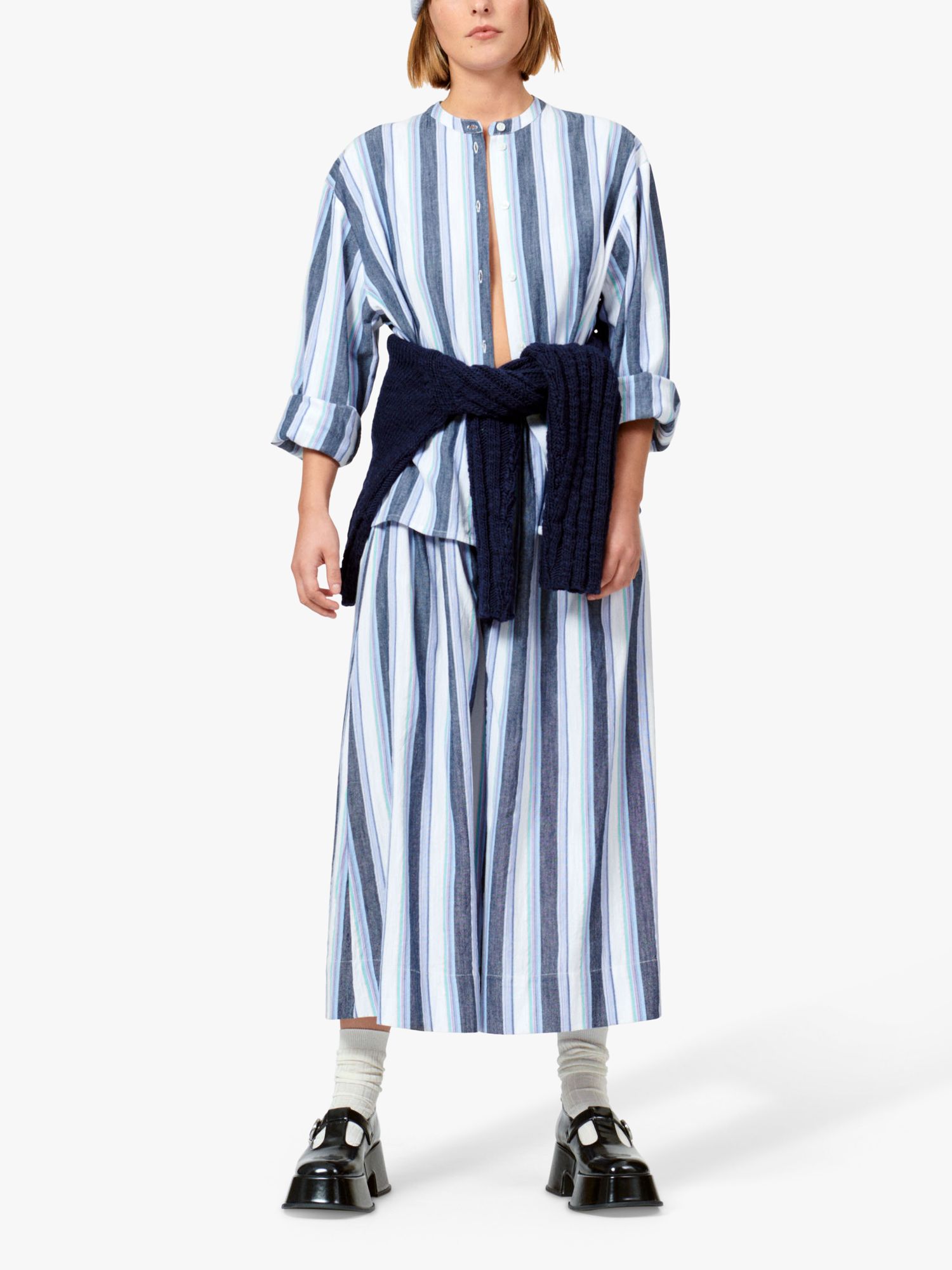 Buy nué notes Benjamin Striped Cotton Midi Skirt, Blue/Multi Online at johnlewis.com
