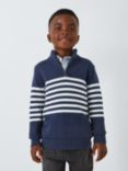 John Lewis Kids' Stripe Half Zip Jumper, Blue