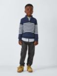 John Lewis Kids' Stripe Half Zip Jumper, Blue