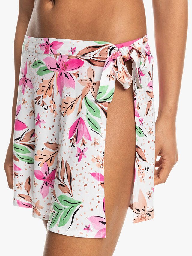 Roxy Tropical Print Mini Sarong Skirt, White/Multi