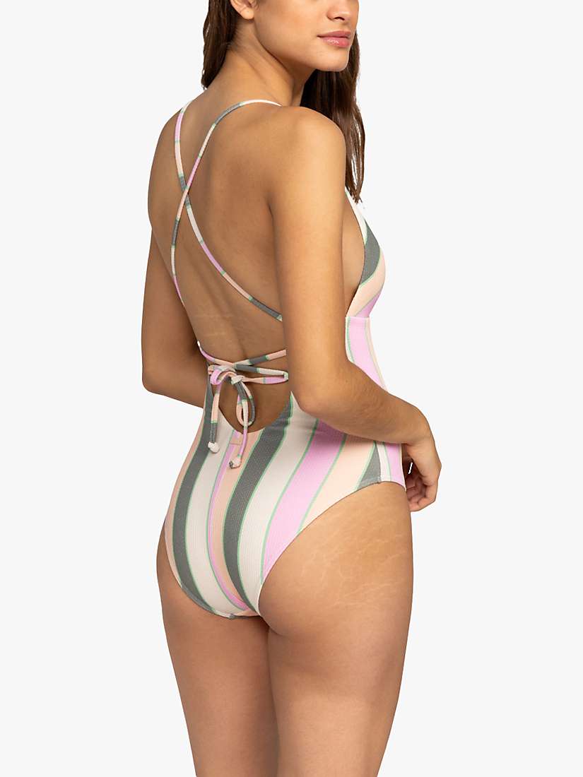 Buy Roxy Vista Stripe Swimsuit, Agave Green Online at johnlewis.com