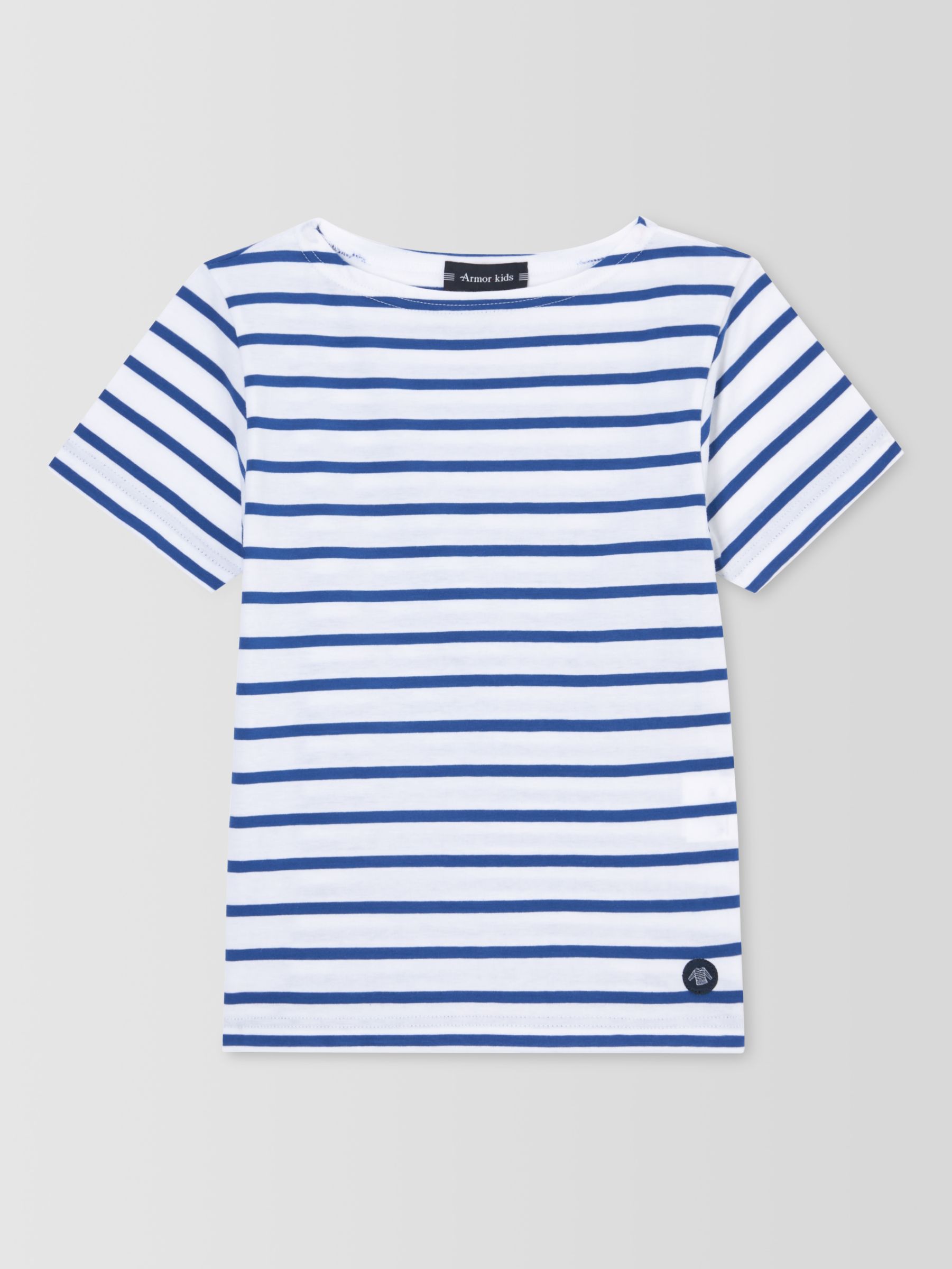 Armor Lux Kids' Short Sleeve Stripe T-Shirt, Blue/White, 8 years