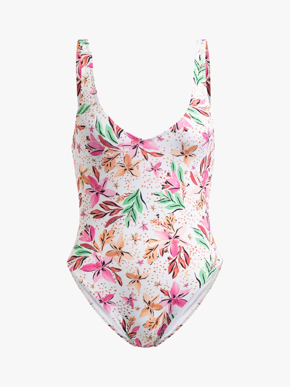 Roxy Tropical Print Swimsuit, White/Multi at John Lewis & Partners