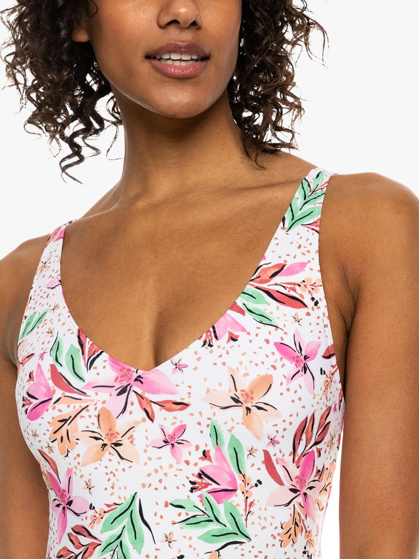 Roxy Tropical Print Swimsuit, White/Multi, XL