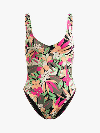 Roxy Palm Print Swimsuit, Anthracite/Multi