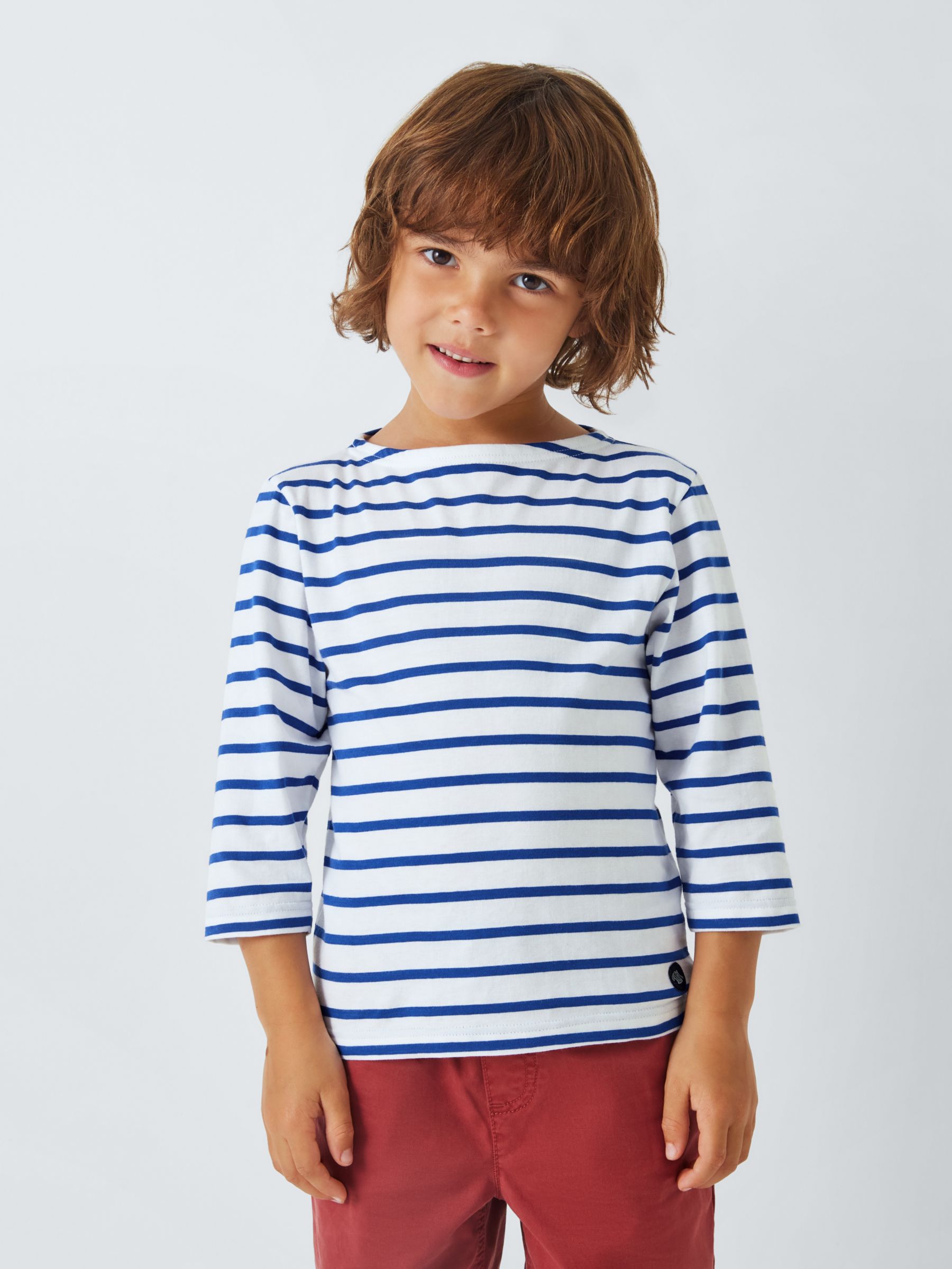 Armor Lux Kids' Long Sleeve 3/4 Stripe Top, Blue/White, 8 years