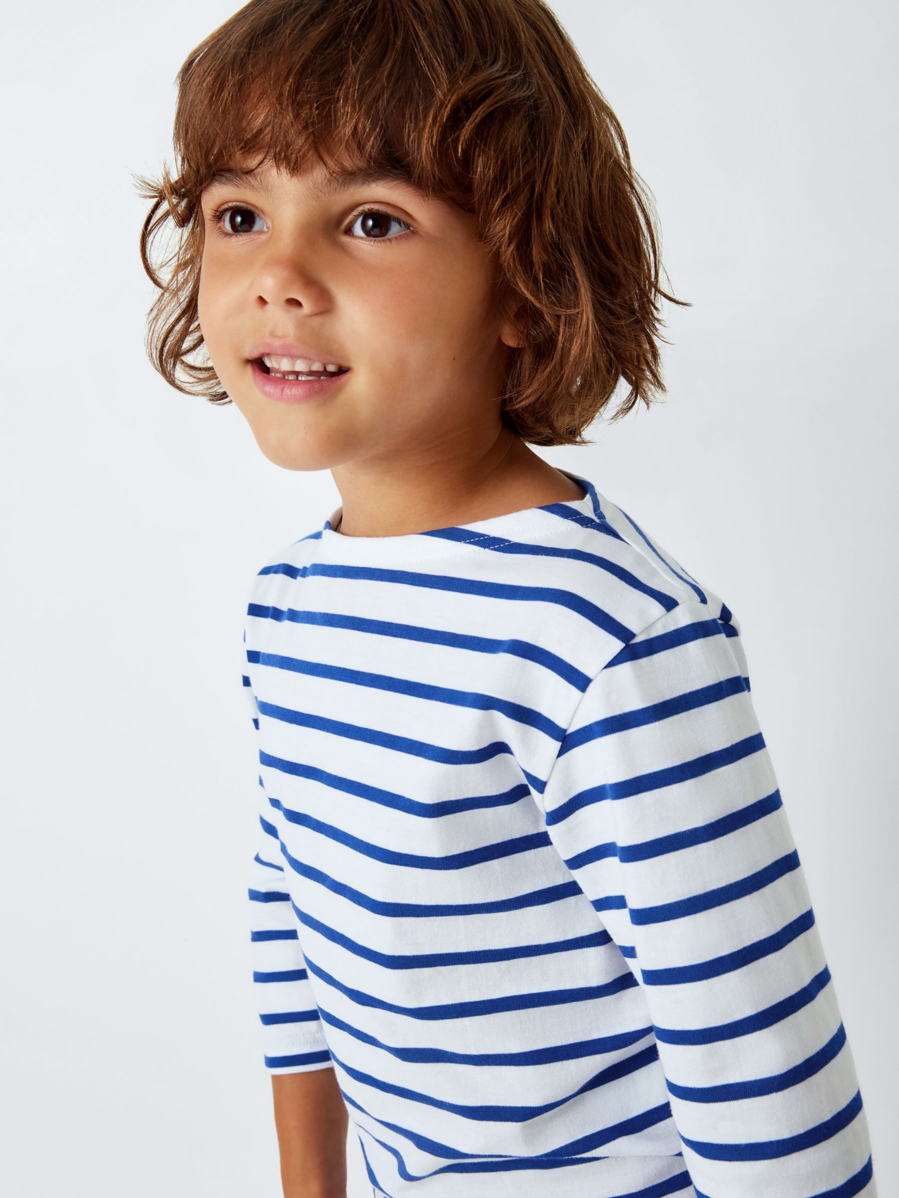 Armor Lux Kids' Long Sleeve 3/4 Stripe Top, Blue/White, 8 years