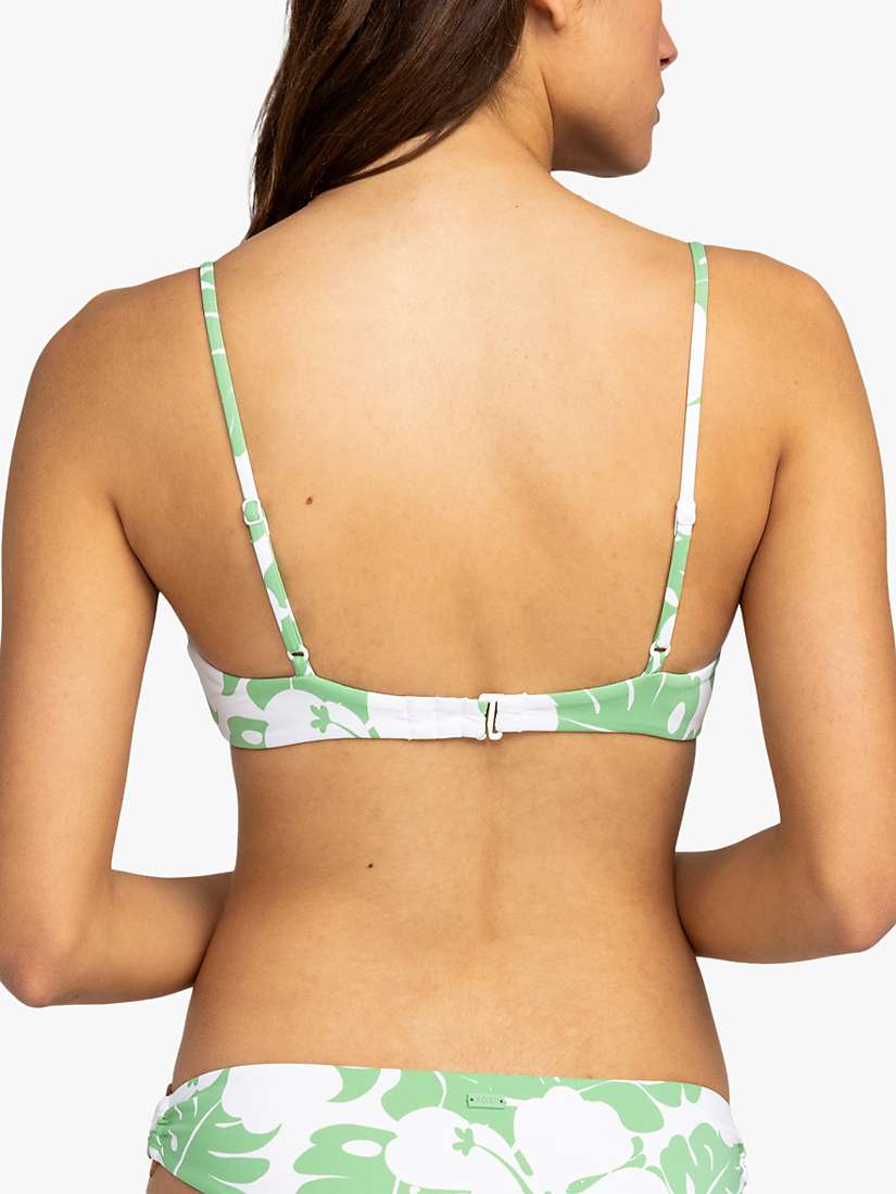 Buy Roxy Floral Print Front Ring Detail Bikini Top, Zephyr Green Online at johnlewis.com