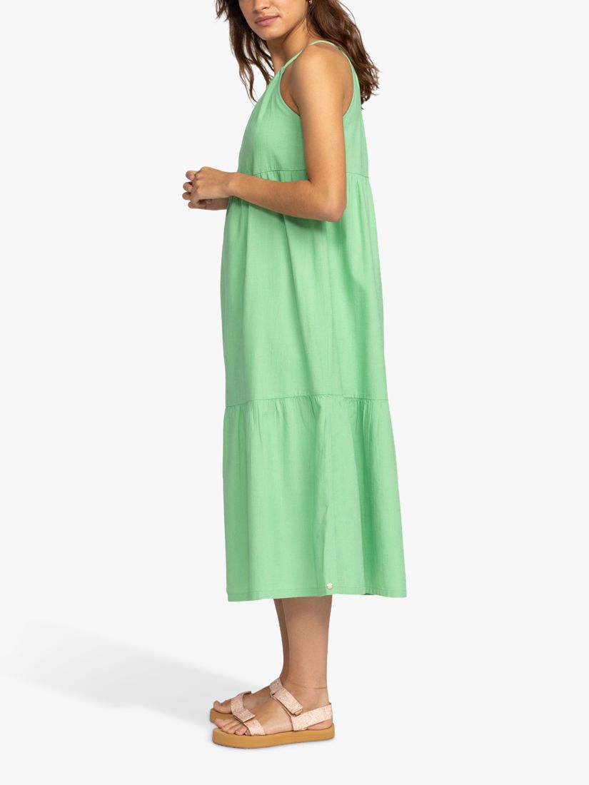 Buy Roxy Wavy Days Tiered Midi Dress, Zephyr Green Online at johnlewis.com