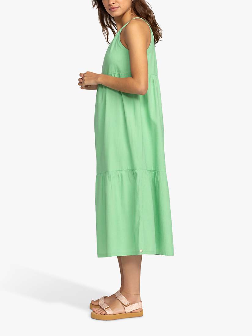Buy Roxy Wavy Days Tiered Midi Dress, Zephyr Green Online at johnlewis.com