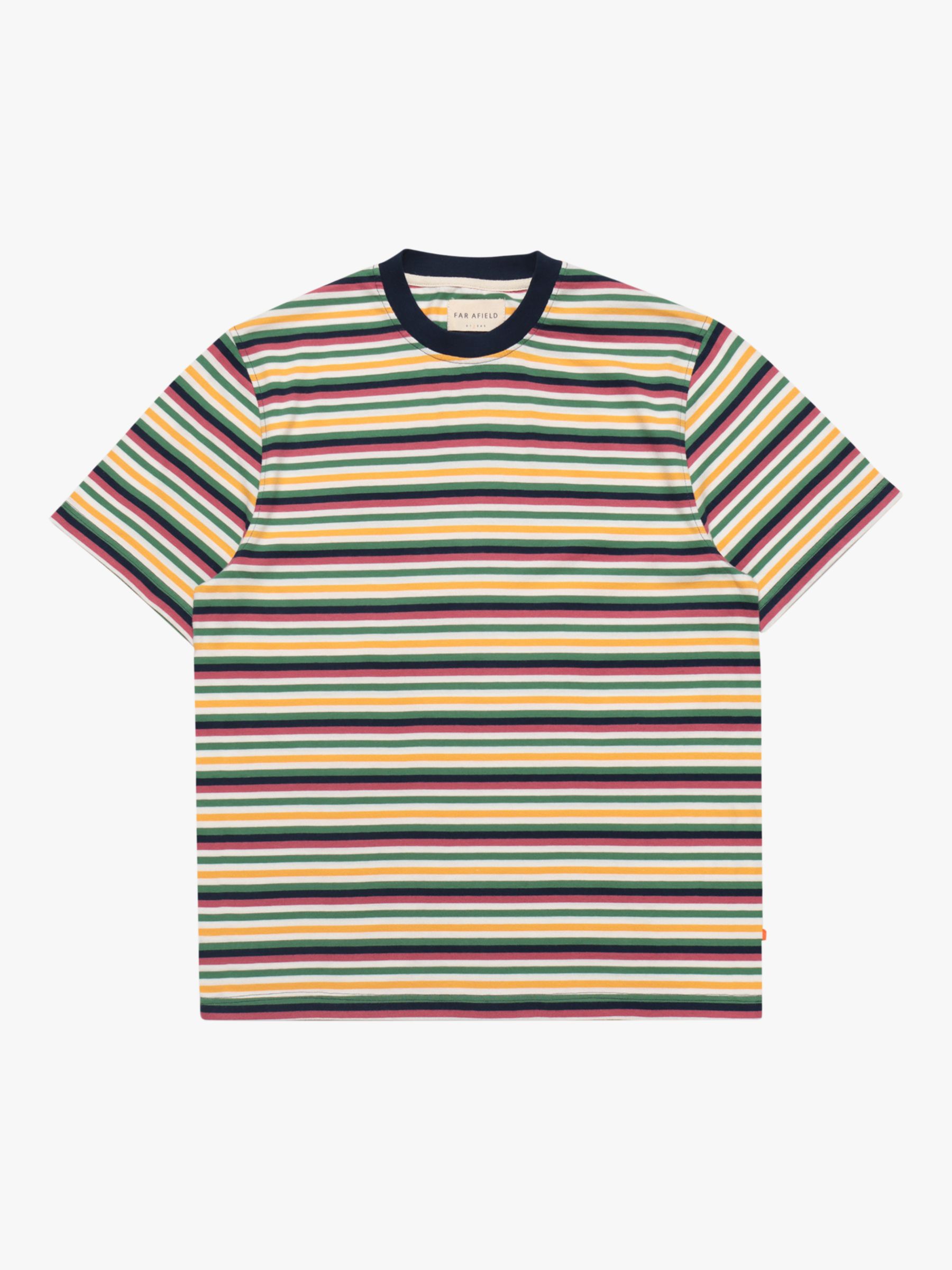 Far Afield Striped Organic Cotton Crew Neck T-Shirt, Multi, XL