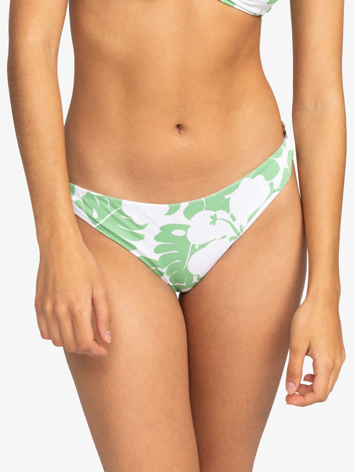 Roxy Floral Print Side Ring Bikini Bottoms, Zephyr Green, M