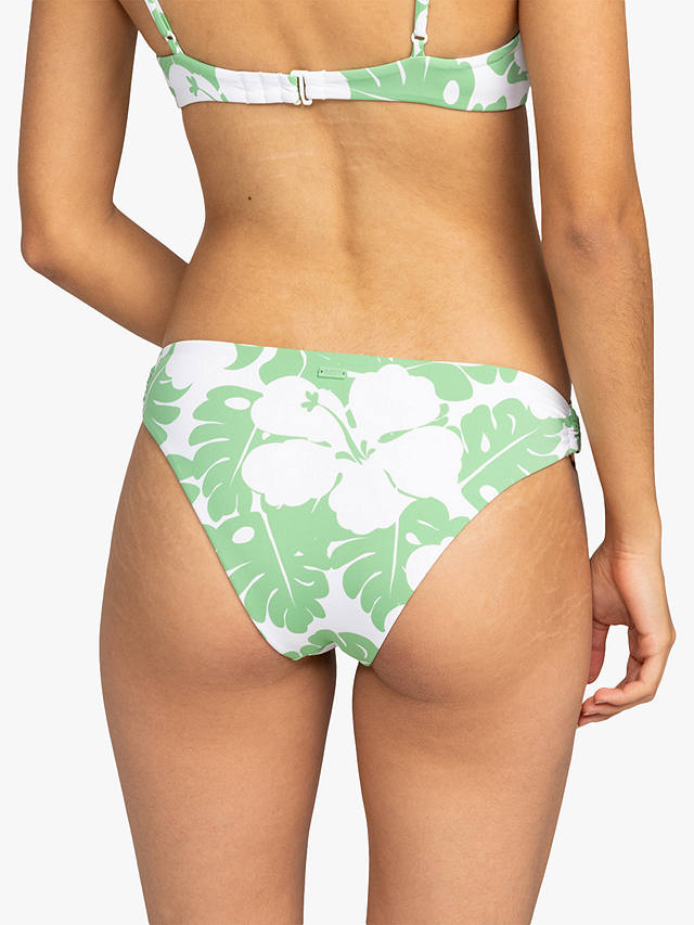 Roxy Floral Print Side Ring Bikini Bottoms, Zephyr Green