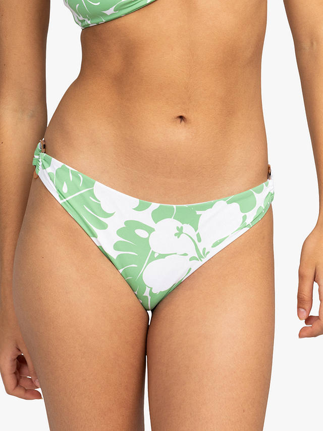 Roxy Floral Print Side Ring Bikini Bottoms, Zephyr Green