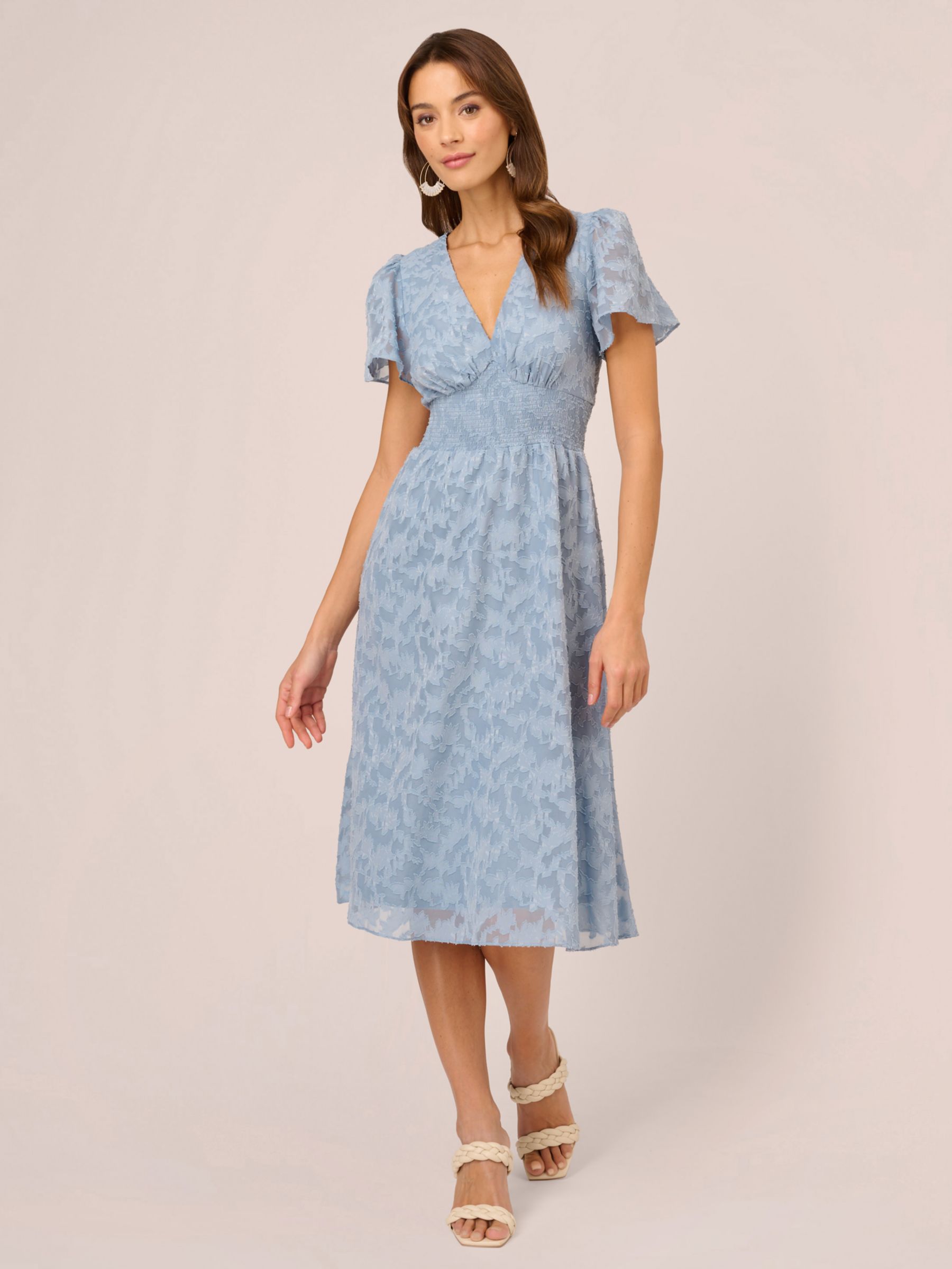 Adrianna Papell Burnout Midi Dress, Dusty Blue, S