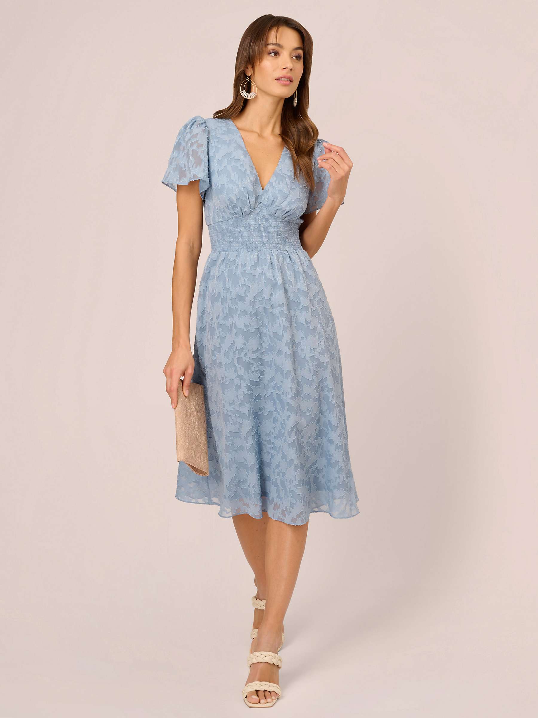 Buy Adrianna Papell Burnout Midi Dress, Dusty Blue Online at johnlewis.com