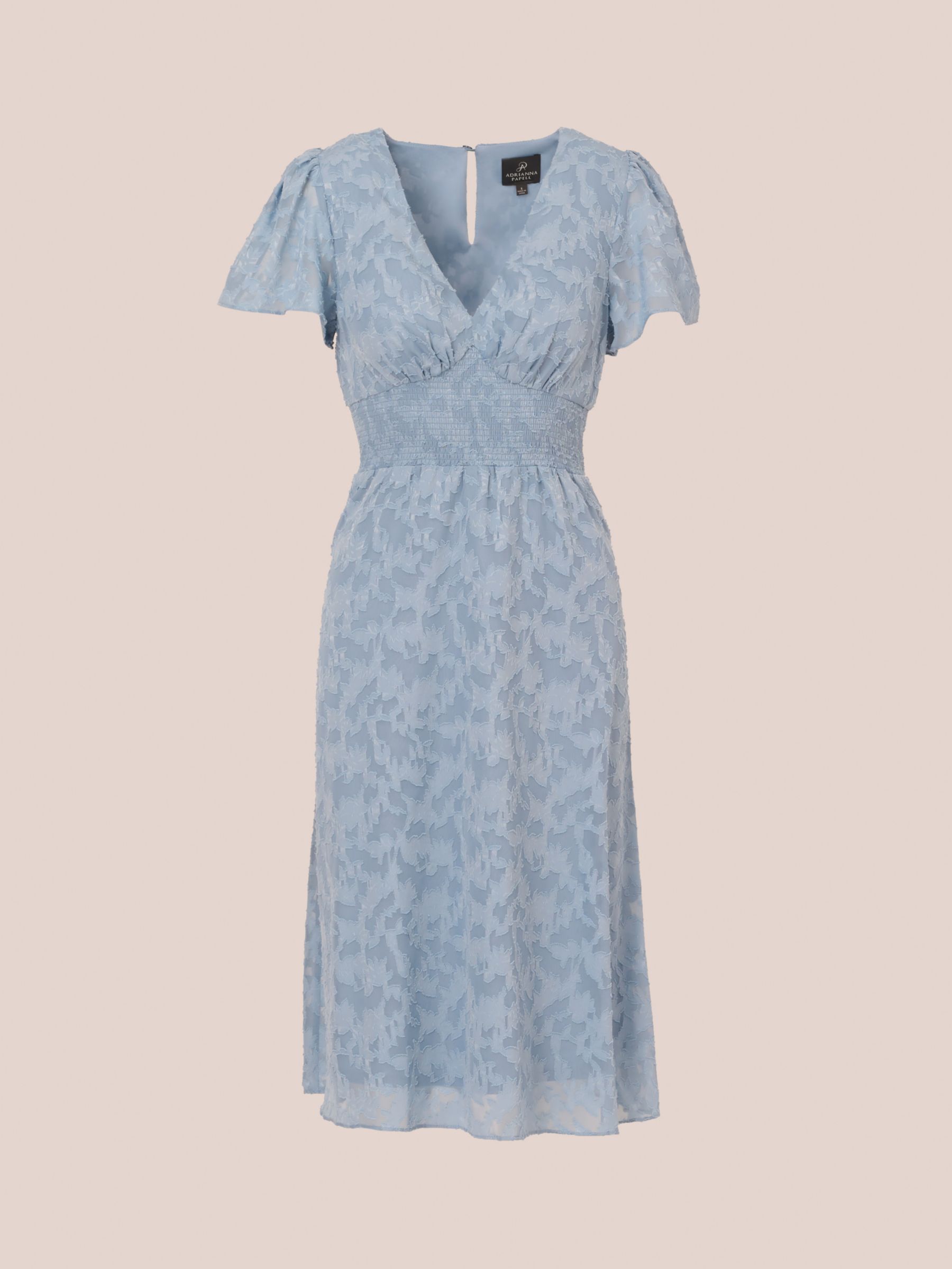 Adrianna Papell Burnout Midi Dress, Dusty Blue, S