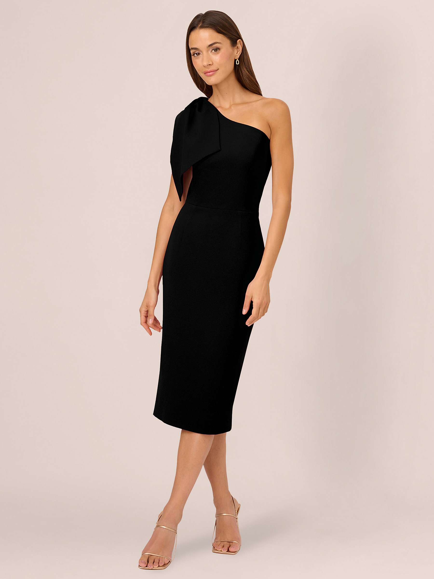 Buy Adrianna Papell One Shoulder Bow Midi Dress, Black Online at johnlewis.com