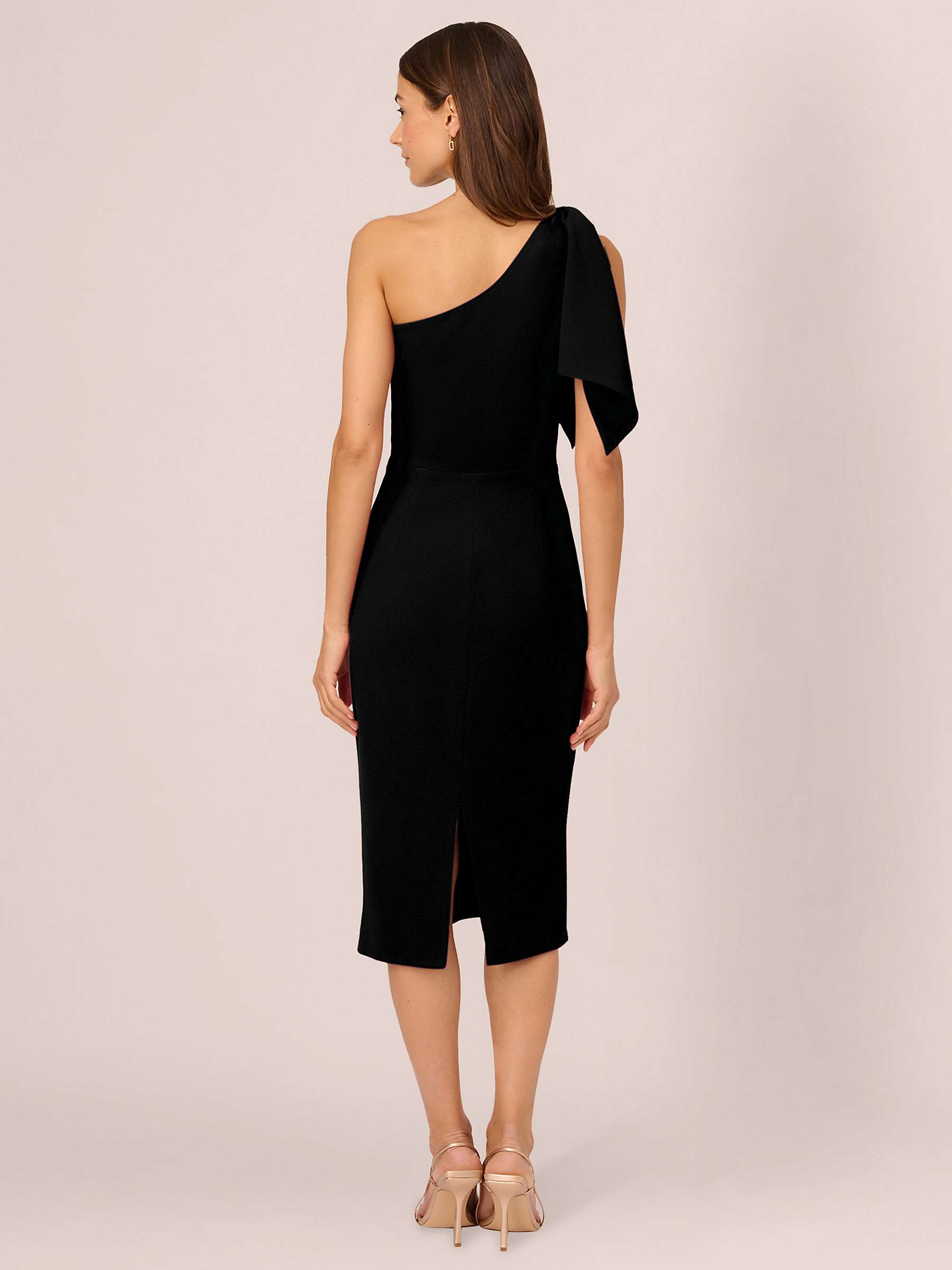 Buy Adrianna Papell One Shoulder Bow Midi Dress, Black Online at johnlewis.com