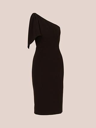 Adrianna Papell One Shoulder Bow Midi Dress, Black