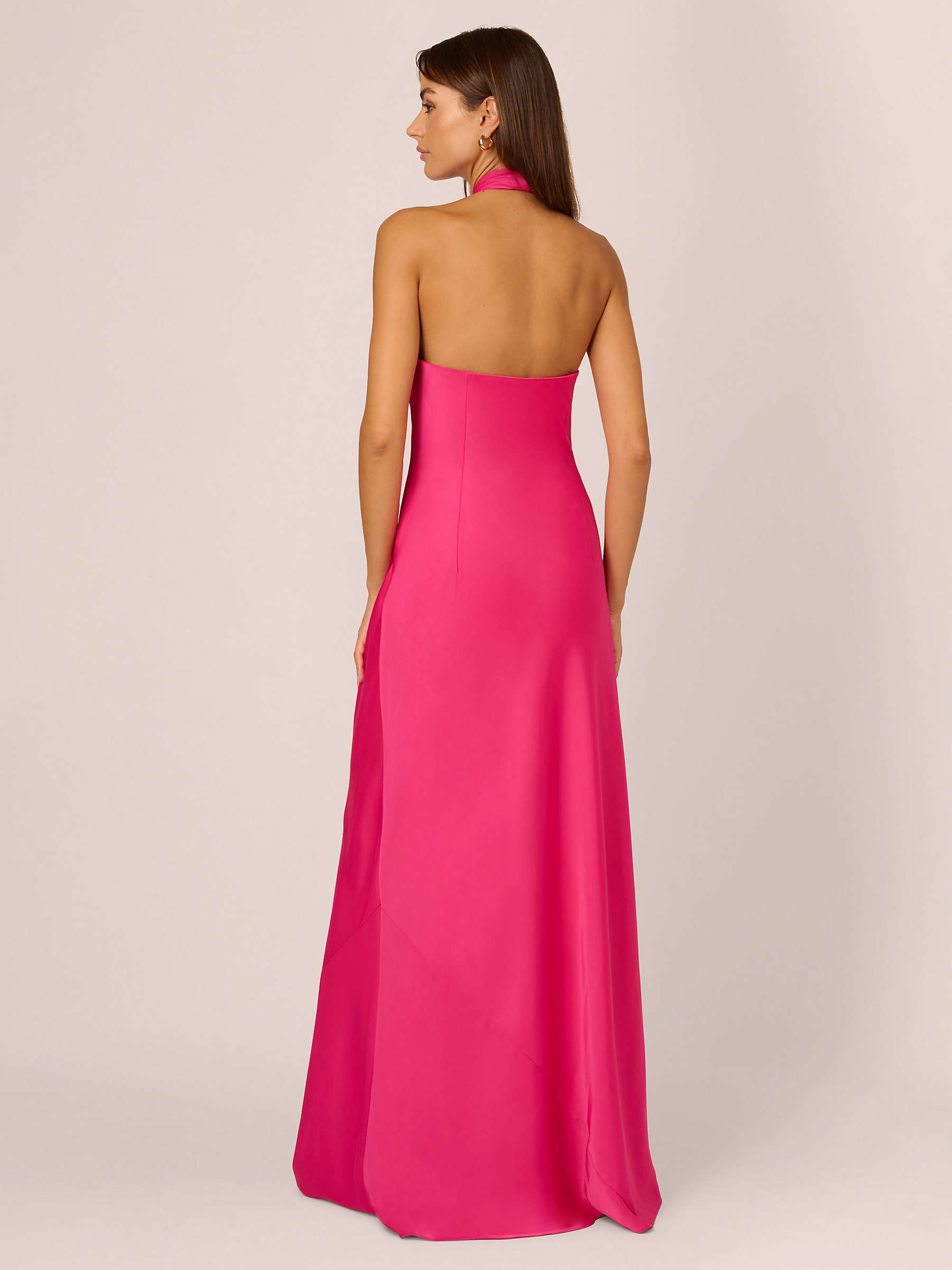 Buy Adrianna by Adrianna Papell Halterneck Stretch Satin Maxi Dress, Hot Pink Online at johnlewis.com