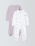 John Lewis Baby Deer Spot Cotton Two Way Zip Sleepsuit, Pack of 2, Multi