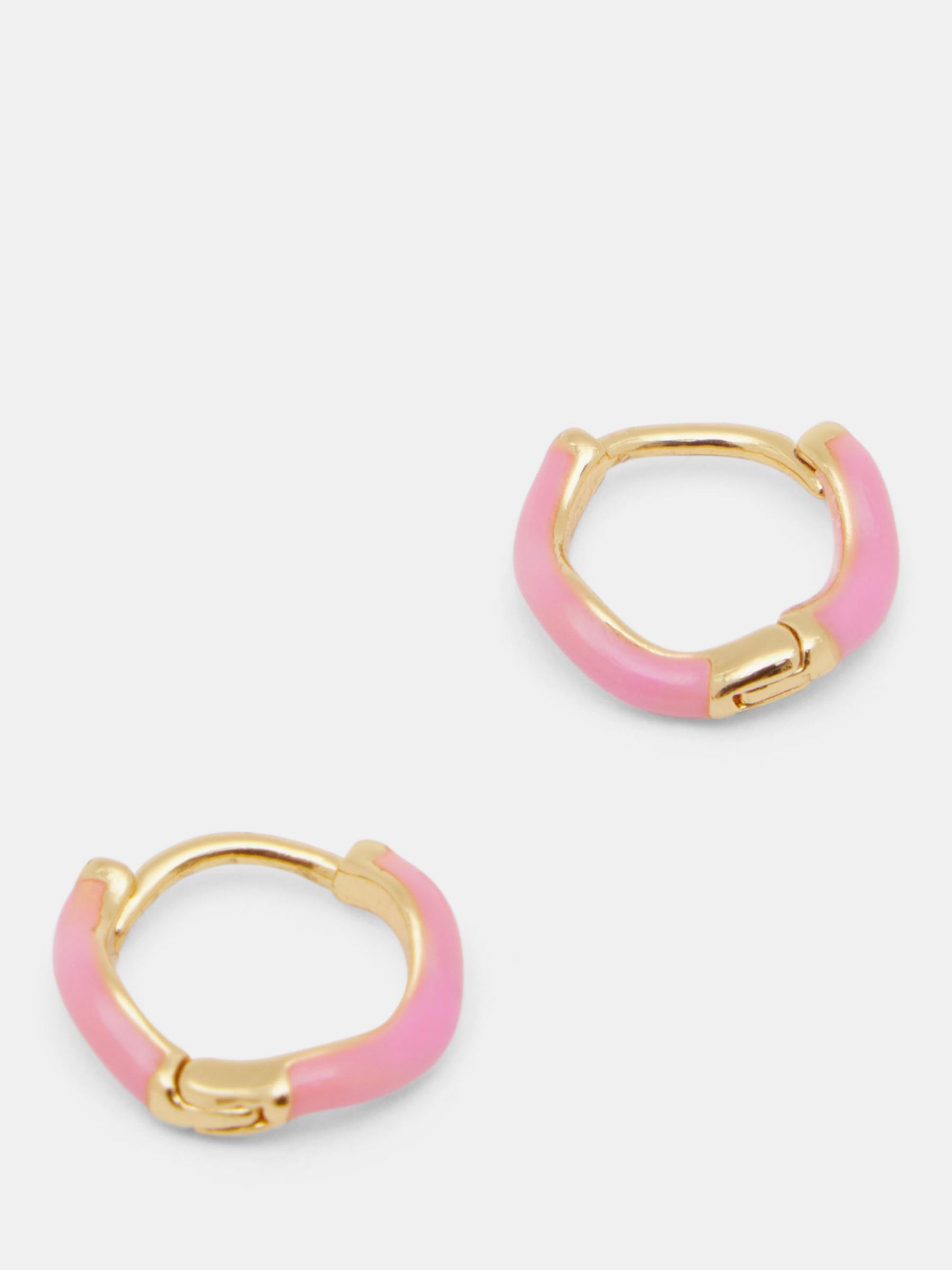 HUSH Fern Twist Enamel Hoop Earrings, Pink, One Size