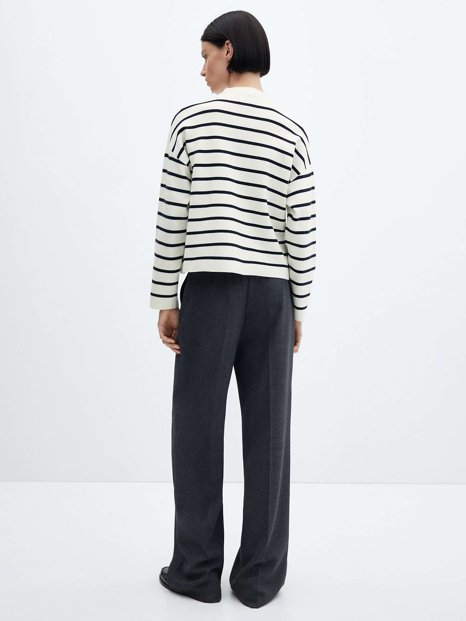 Buy Mango Sardinet Striped Perkins Collar Sweater, Navy/White Online at johnlewis.com