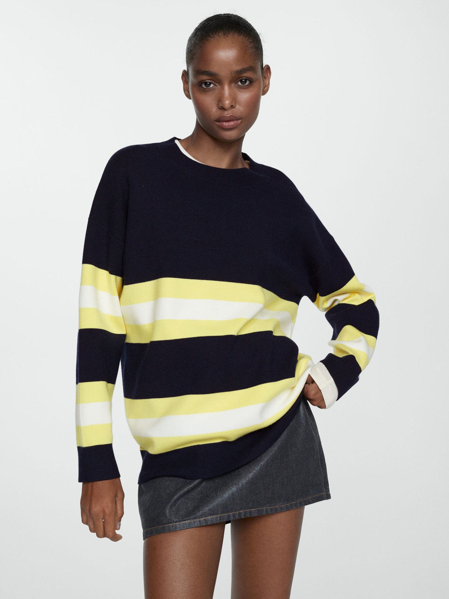 Mango Abirl Knitted Jumper, Navy