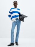 Mango Sardina Perkins Neck Knitted Jumper, Bright Blue