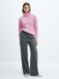 Mango Puri Turtleneck Knitted Jumper, Pink