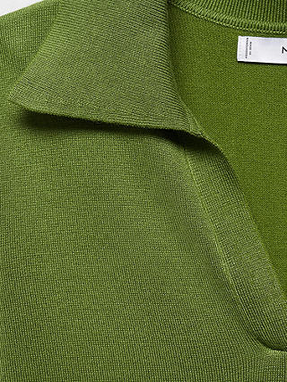 Mango Verta Collar Detail Jumper, Green
