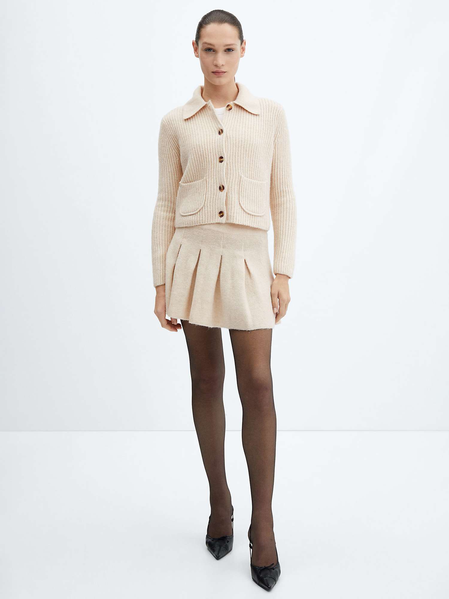 Buy Mango Marisas Wool Blend Skirt, Light Pastel Brown Online at johnlewis.com