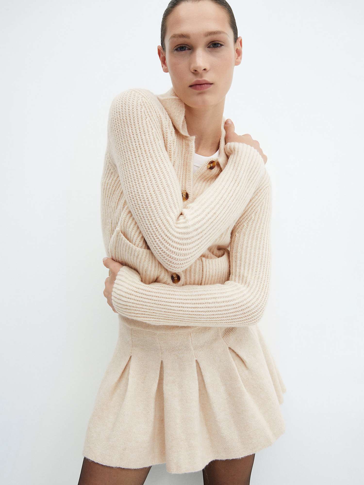 Buy Mango Marisas Wool Blend Skirt, Light Pastel Brown Online at johnlewis.com