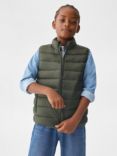 Mango Kids' Alvaro Quilted Gilet, Beige Khaki