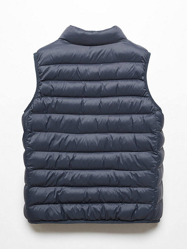 Mango Kids' Alvaro Quilted Gilet, Navy