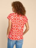 White Stuff Ivy Abstract Print Linen T-Shirt, Red