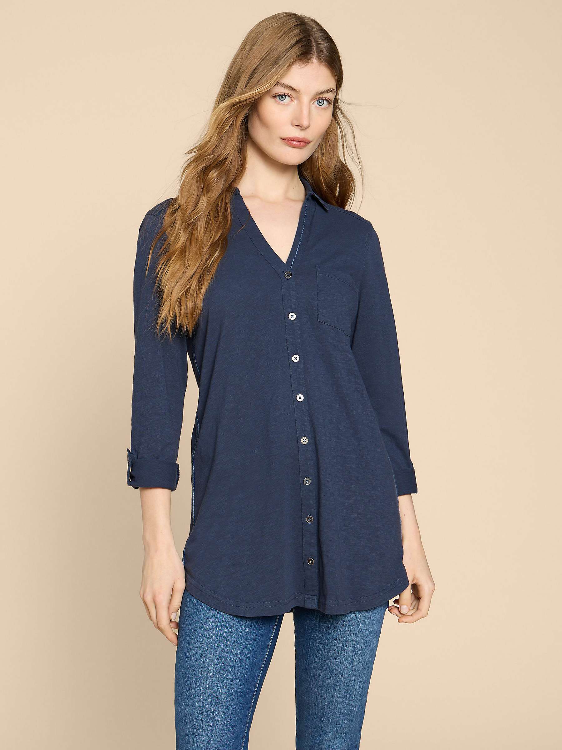 Buy White Stuff Annie Jersey Shirt, French Navy Online at johnlewis.com