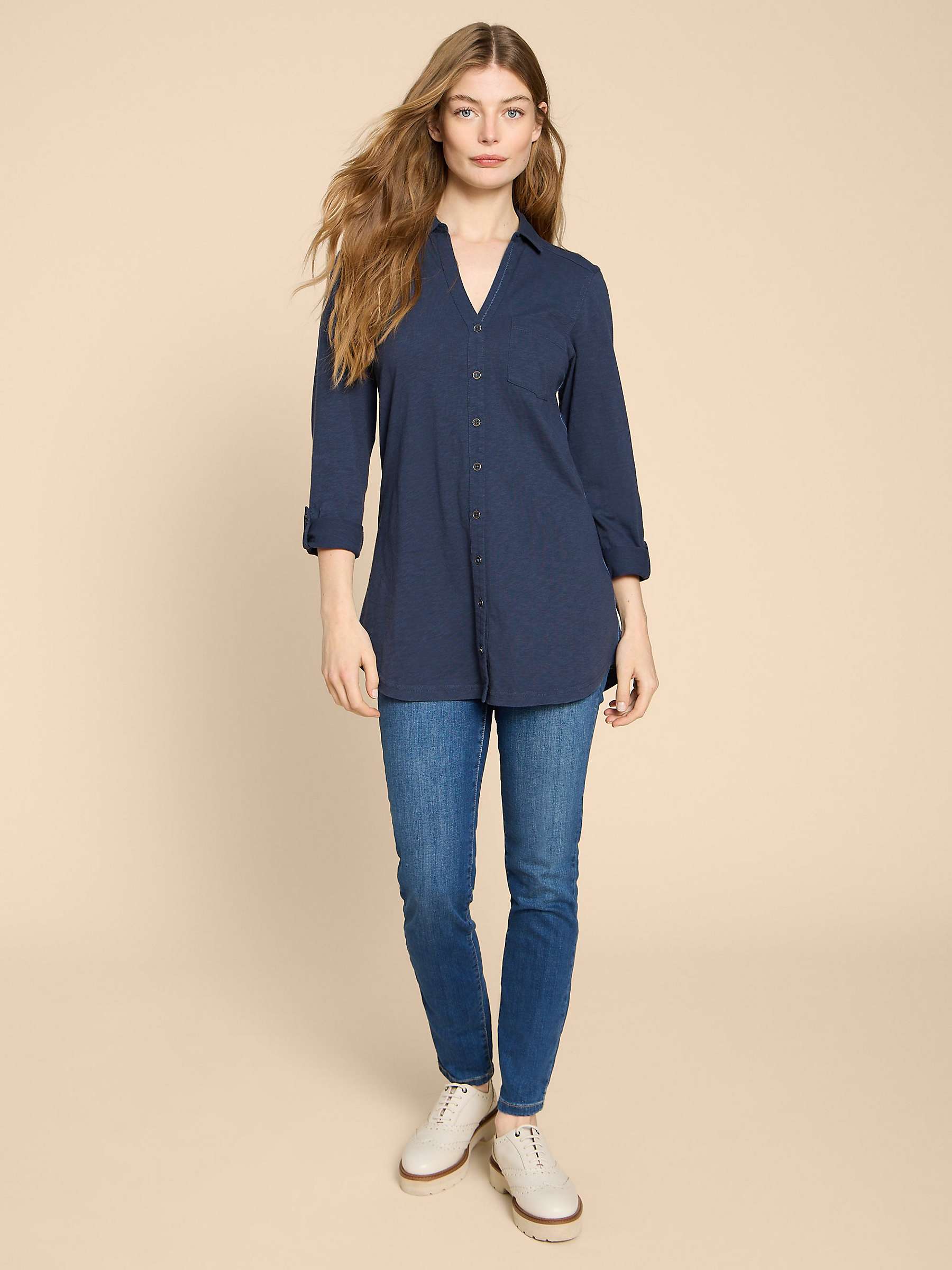 Buy White Stuff Annie Jersey Shirt, French Navy Online at johnlewis.com