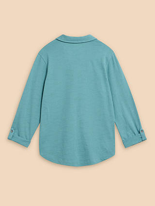 White Stuff Annie Textured Button Blouse, Mid Teal