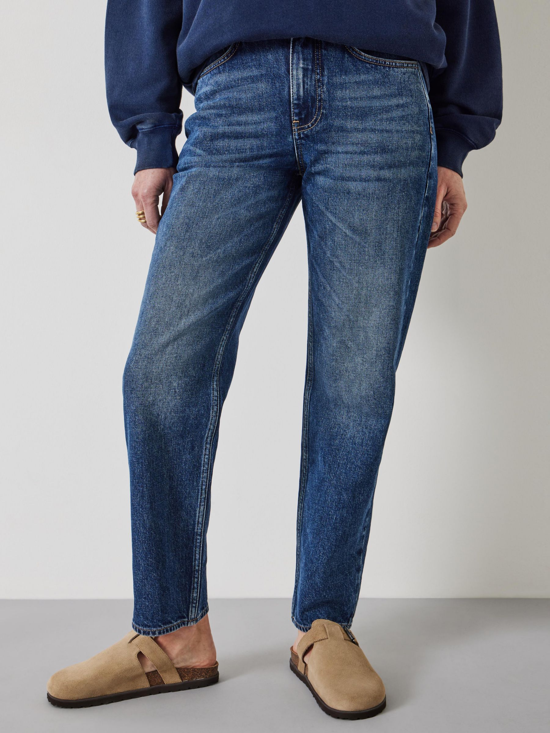HUSH Alex Straight Leg Jeans, Mid Authentic Blue at John Lewis & Partners