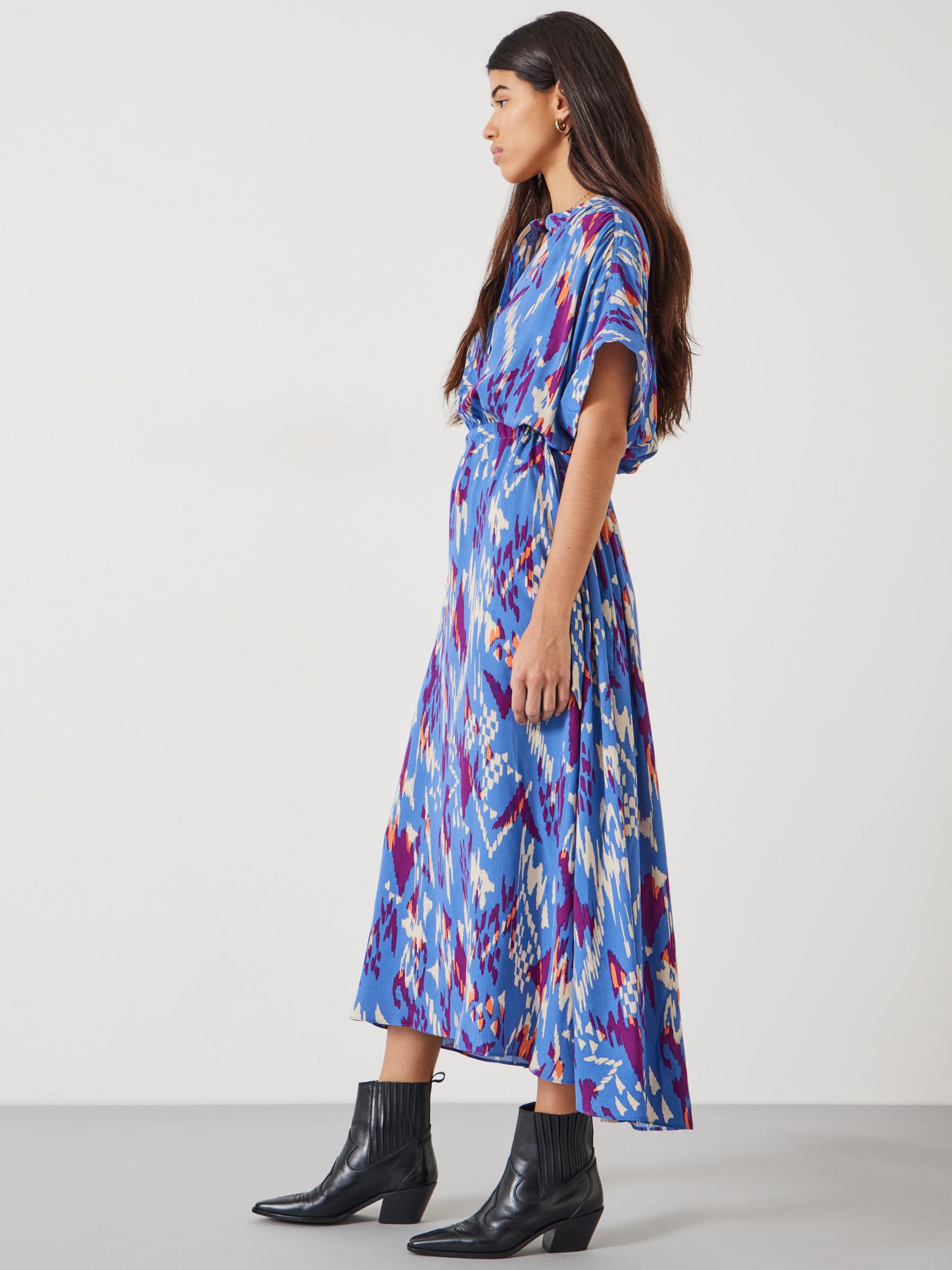 Buy HUSH Keisha Irregular Ikat Shirt Dress, Blue Online at johnlewis.com
