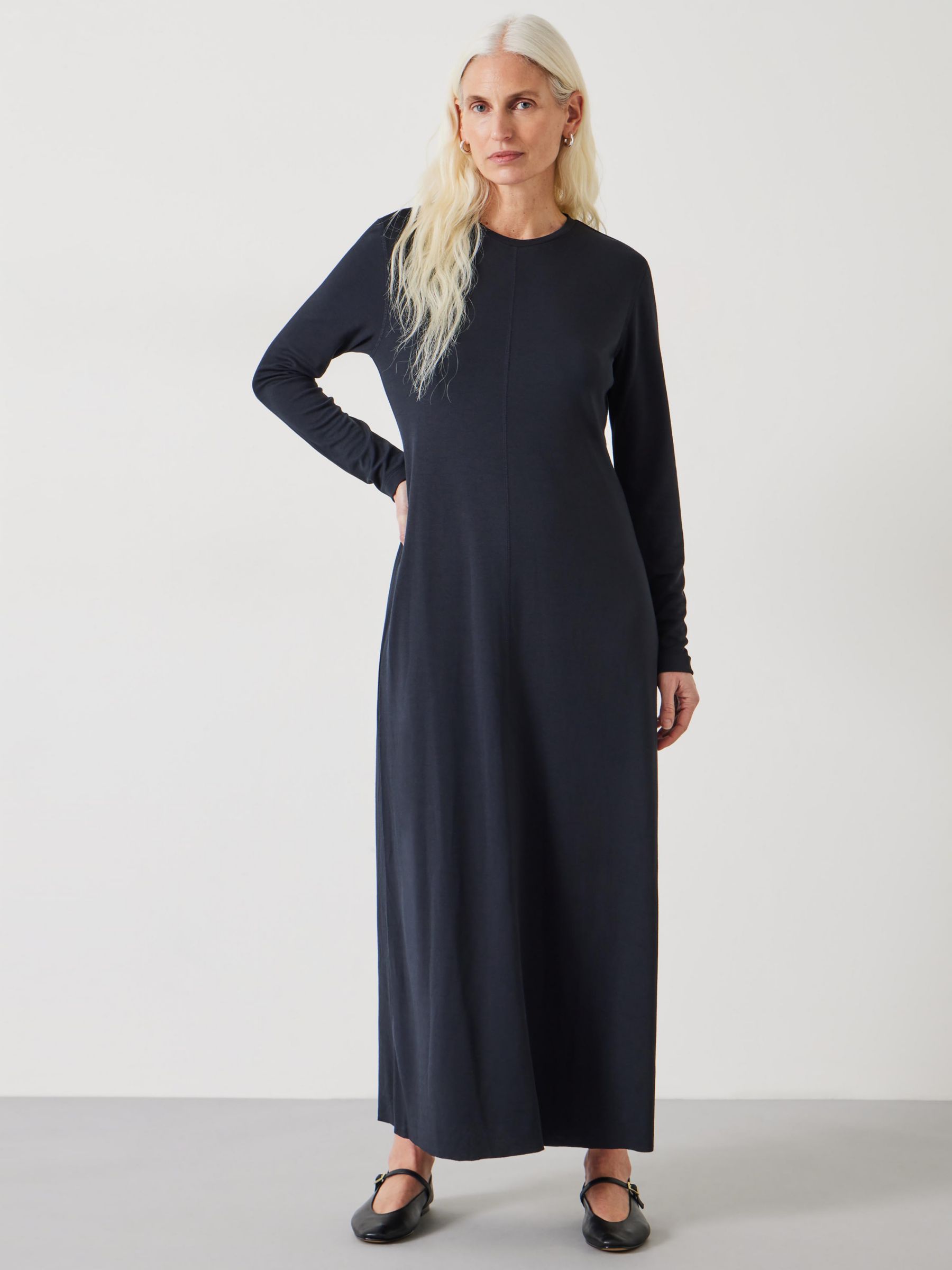 HUSH Sima Jersey Maxi Dress, Black at John Lewis & Partners
