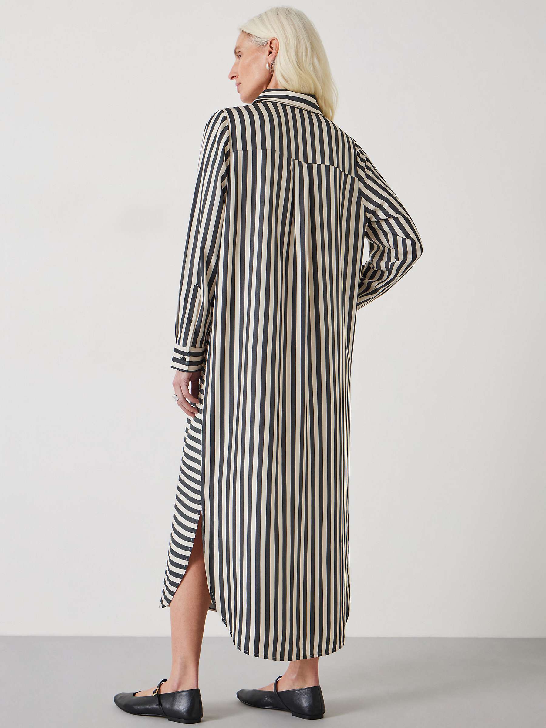Buy HUSH Aida Stripe Midi Shirt Dress, Black/White Online at johnlewis.com