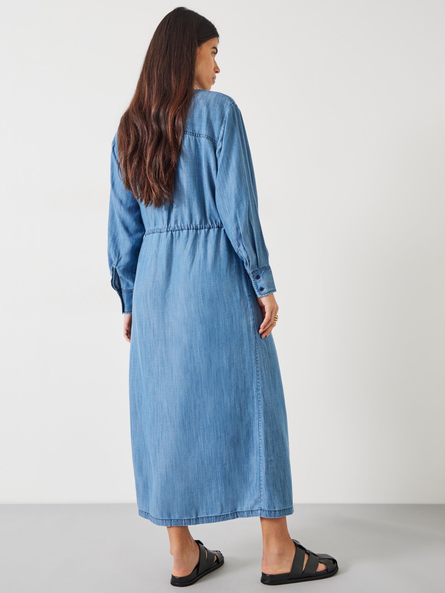 HUSH Savannah Maxi Shirt Dress, Mid Authentic Blue, 16