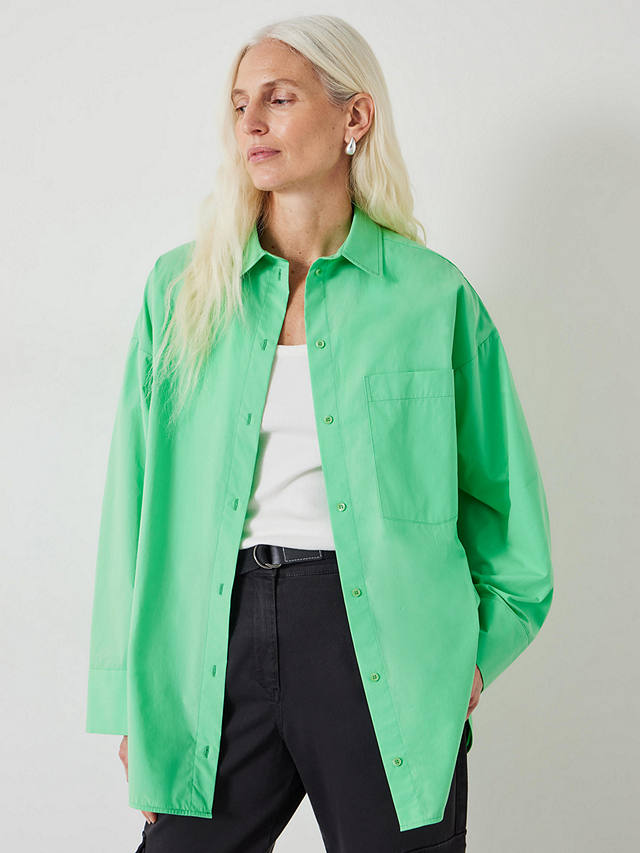 HUSH Quinn Button Cuff Cotton Shirt, Spring Green