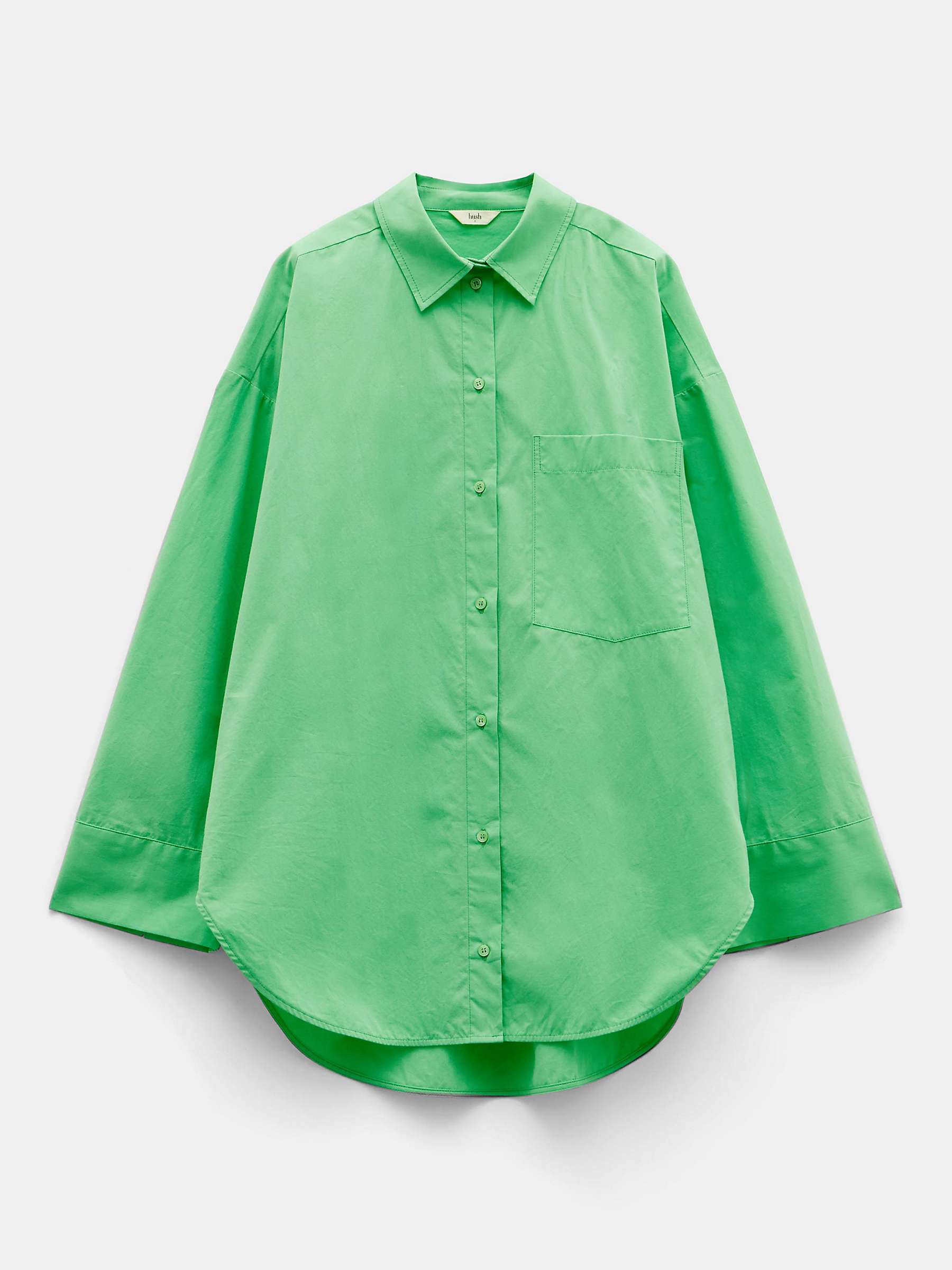 Buy HUSH Quinn Button Cuff Cotton Shirt, Spring Green Online at johnlewis.com