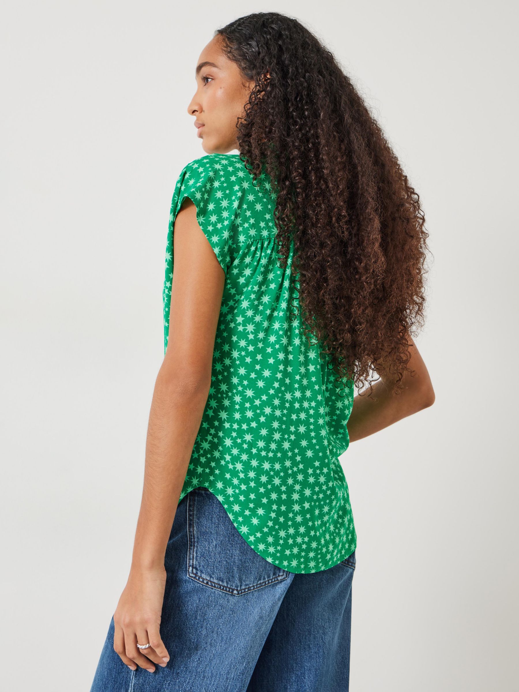 Buy HUSH Selena Cap Sleeve Multi Star Shirt, Green Online at johnlewis.com