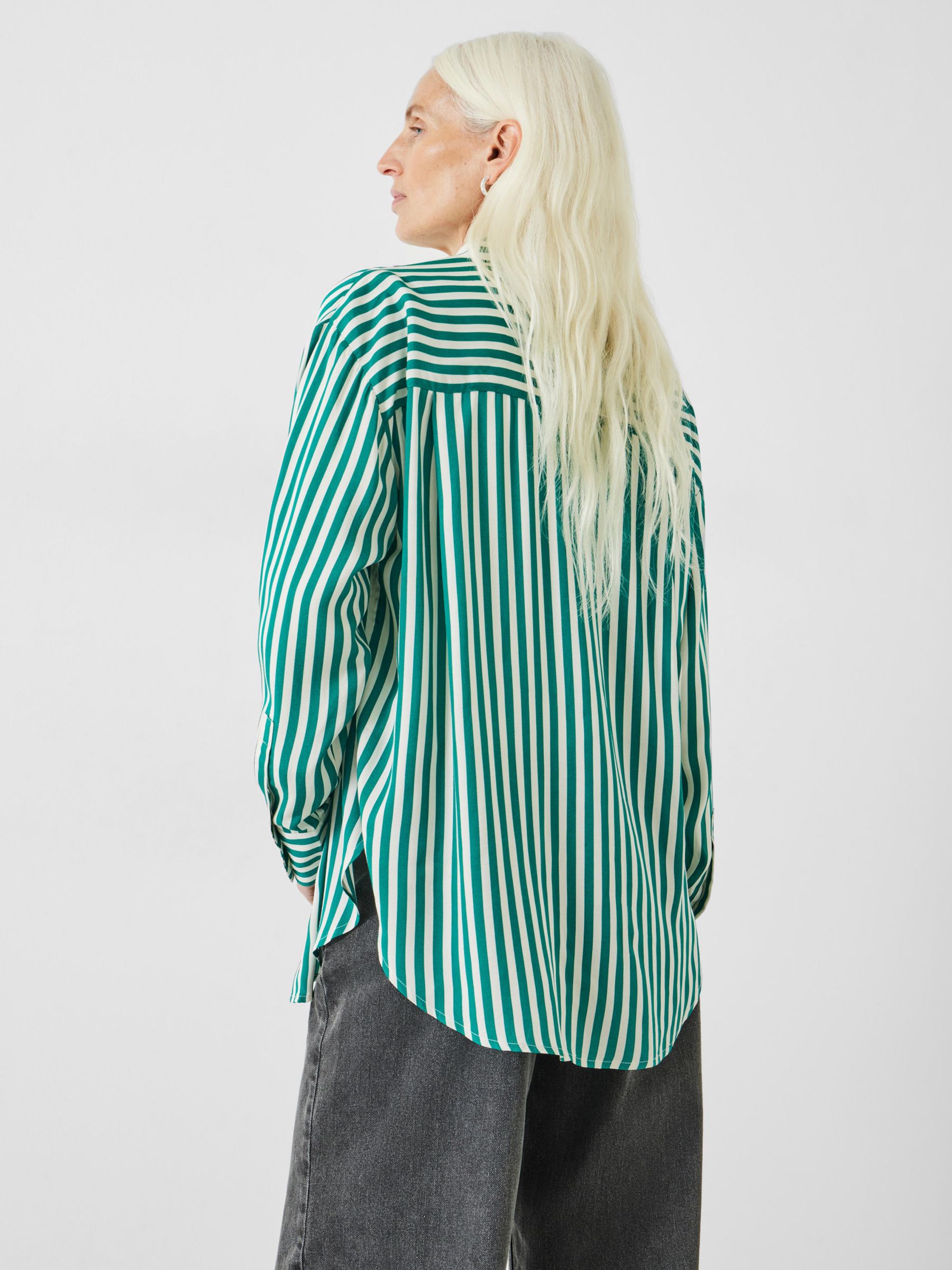 Buy HUSH Emely Stripe Fluid Shirt, Stripe Green Online at johnlewis.com