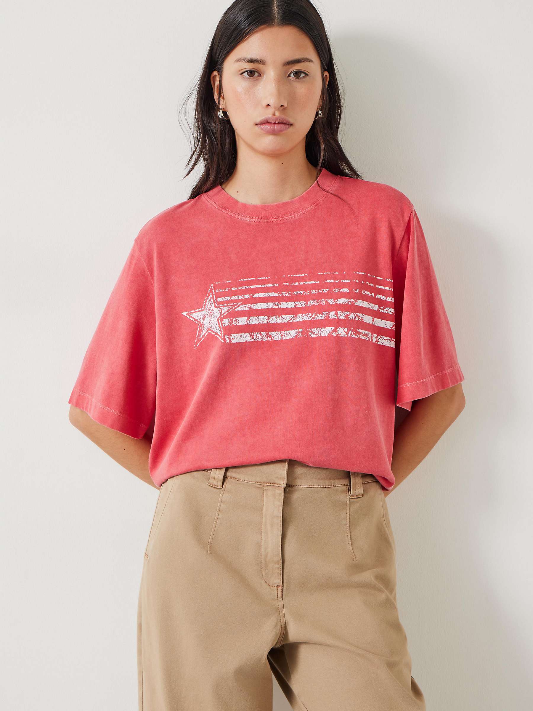 Buy HUSH Cole Star Cotton Boxy T-Shirt, Dusty Red Online at johnlewis.com